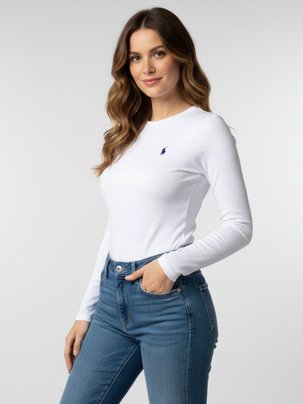Polo Ralph Lauren Cotton Blend Bodysuit NWT White Small Embroidered Logo